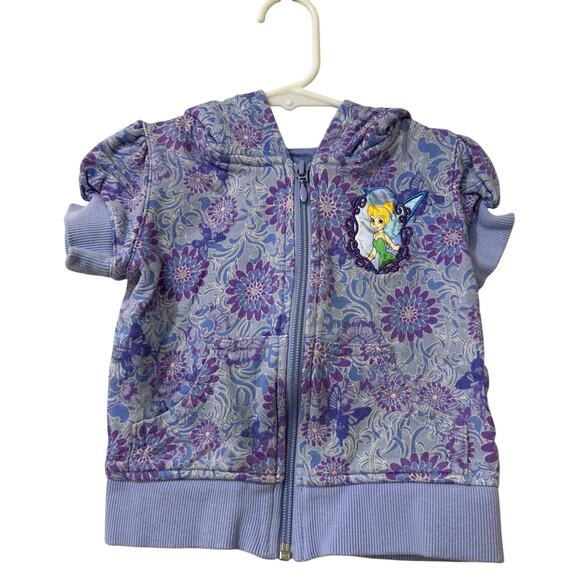 Disney Tinkerbell Girls Size 3T Purple Short Sleeve Full Zip Hooded Jacket Y2K - Picture 1 of 5